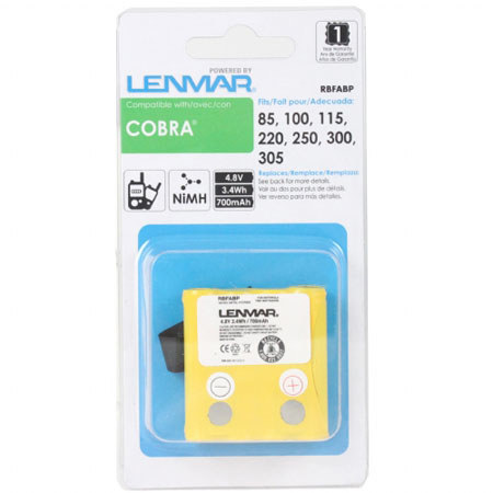 Lenmar RBFABP Nickel-Metal Hydride Battery 4.8V / 700 mAh - Fits Cobra 100, 115, 220, 250, 300, 305, 85 Two Way Radios