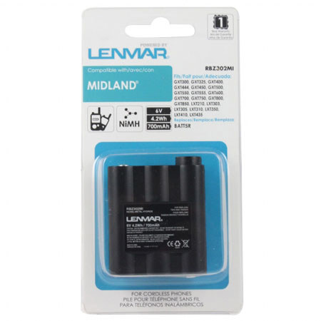 Lenmar RBZ302MI Nickel-Metal Hydride Battery 6V / 700 mAh - Fits Midland GXT300, GXT325, GXT400, GXT500, GXT600, GXT700, GXT750, GXT757, GXT800, LXT210, LXT303, LXT310, LXT410 Two Way Radios