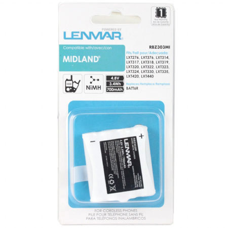 Lenmar RBZ303MI Nickel-Metal Hydride Battery 4.8V / 600 mAh - Fits Midland LXT276,LXT376, LXT314, LXT317, LXT318, LXT319, LXT320, LXT322, LXT323, LXT324, LXT330, LXT335, LXT420, LXT440 Two Way Radios