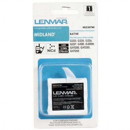 Lenmar RBZ307MI Nickel Cadmium Battery 4.8V / 670 mAh - Fits Midland GXT250 Two Way Radios