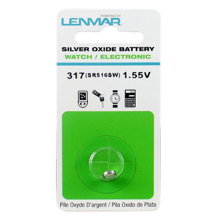 Lenmar WC317 Silver Oxide Battery 1.55V / 12 mAh - Replaces SR516SW Watch Battery
