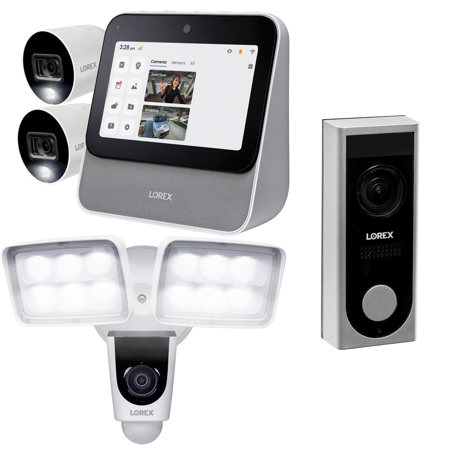 Lorex Smart Home Security Center,w/LNWDB1 Video Doorbell,1080p Floodlight Camera
