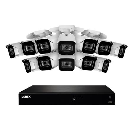 Lorex 4K Ultra HD 16-Channel 3TB Wired NVR Security System with 12x E841CA 4K IP Bullet Cameras