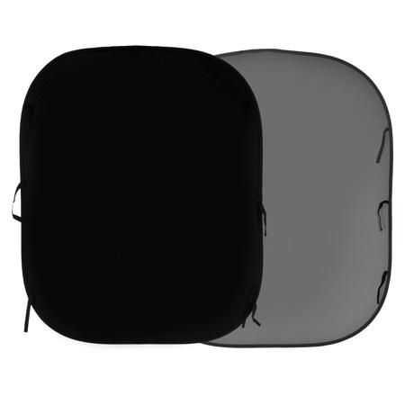 Manfrotto 5x6' Collapsible Reversible Background, Black/Mid Gray