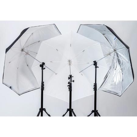 Manfrotto 28" Small All-In-One Umbrella with 8mm Shaft, Silver/White
