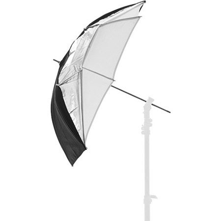 Manfrotto 37" Compact Dual Fiberglass Umbrella w/8mm Shaft, Black/Silver/White