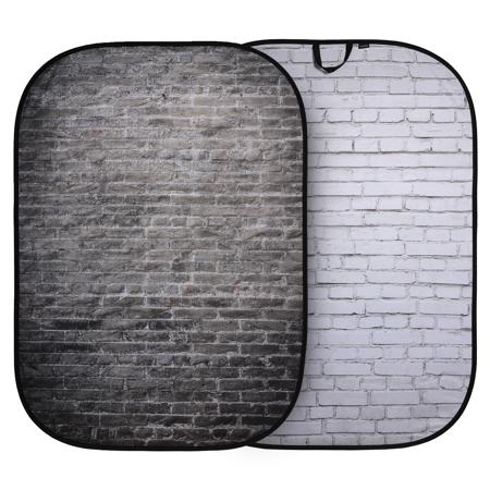 Manfrotto 5x7' Urban Collapsible Background, White/Industrial Gray Brick