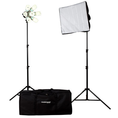 Flashpoint Octa-Fluor Kit with Stands, Socket Kits, Umbrella,6 Fluorescent bulbs