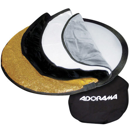 Adorama 42" 5-in-1 Collapsible Disc Reflector, Translucent, White, Black, Silver, Gold.