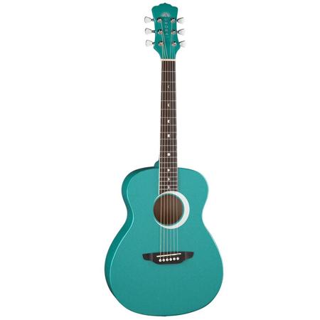 Luna Aurora Borealis 3/4 Size Acoustic Guitar, Rosewood Fretboard, Teal Sparkle