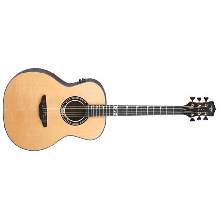 Luna Art Nouveau Inspired Full GA Spruce Rwd Semi Acoustic Guitar, Natural