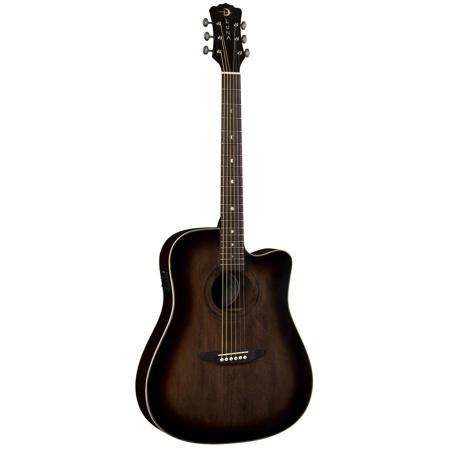 Luna Art Vintage Dreadnought Acoustic Electric Guitar, Rosewood Fretboard, Distressed Vintage Brownburst