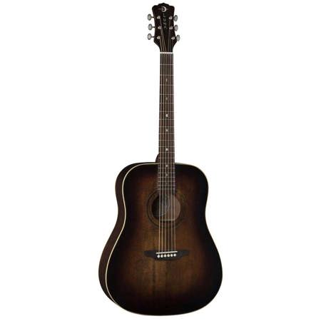 Luna Art Vintage Dread Solid Top Distressed Acoustic Guitar, Rosewood Fretboard, Distressed Vintage Brownburst
