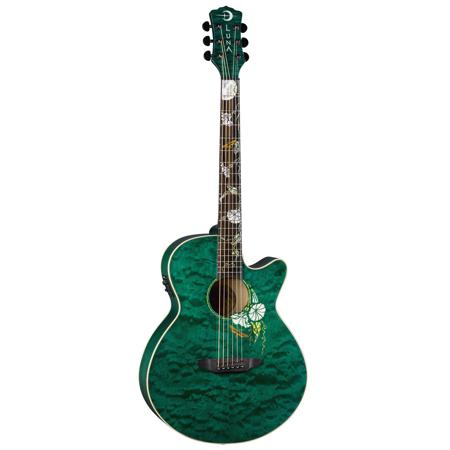 Luna Flora Moonflower Folk AE Guitar, Ebony Fretboard, Trans Mallard