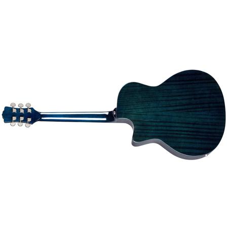Luna Gypsy Quilt Ash Acoustic Electric Guitar with Preamp, Trans Teal