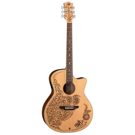 Luna Henna Oasis Select Spruce Acoustic Electric Guitar, Rosewood Fretboard, Open Pore Natural
