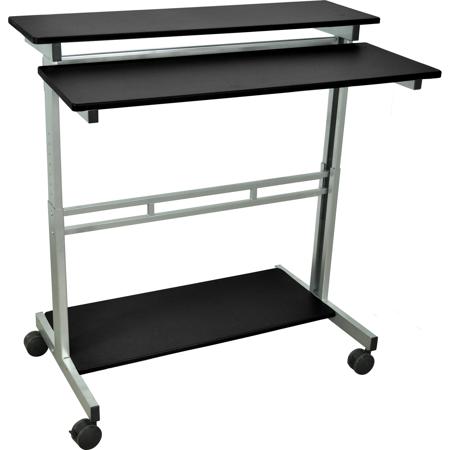 Luxor 39.4" Wide Adjustable Height Stand-Up Desk, Four 3" Casters, Black