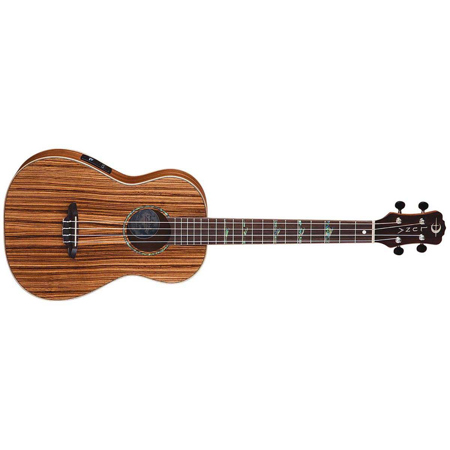 Luna Uke High Tide Baritone Zebrawood Semi Acoustic Ukulele