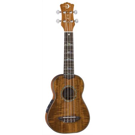 Luna Uke High Tide Koa Soprano Acoustic Electric Ukulele with Preamp and Gigbag, 12 Frets, 'C' Shape Neck, Walnut Fretboard, Satin Natural