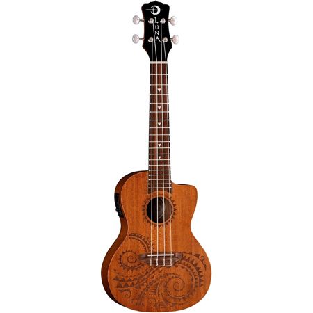 Luna Uke Lizard Concert Mahogany Semi Acoustic Ukulele, Preamplifier