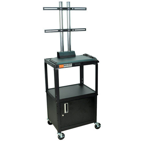 Luxor AVJ42C-LCD Steel Adjustable Height AV Cart with LCD Mount, Black