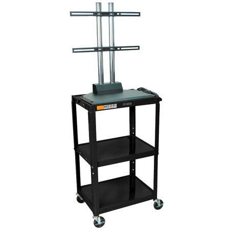 Luxor AVJ42-LCD Steel Adjustable Height AV Cart with LCD Mount, Black