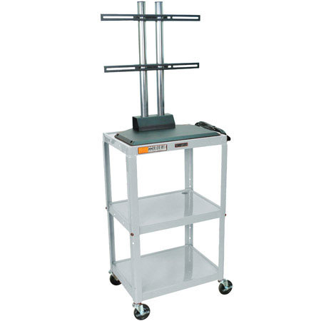 Luxor AVJ42-LCD Steel Adjustable Height AV Cart with LCD Mount, Gray