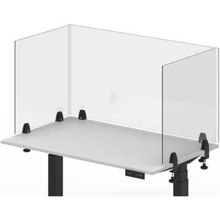 Luxor RECLAIM 48x24" Acrylic Clamp-On Sneeze Guard Desk Divider, Clear