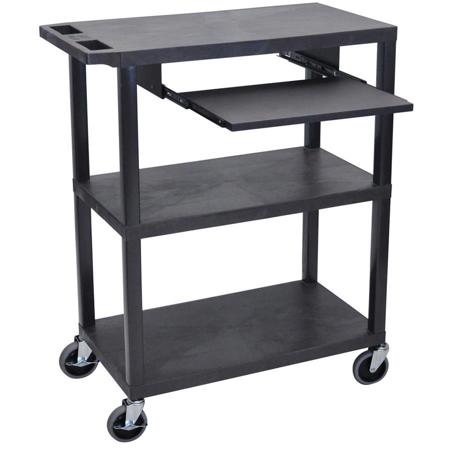 Luxor EA42LE 42" Fixed-Height Presentation Cart with 3x Shelves & Pullout Shelf