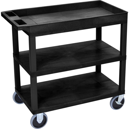 Luxor EC122 32x18 Cart with 2x Flat, 1x Tub Shelves and HD Caster, Black