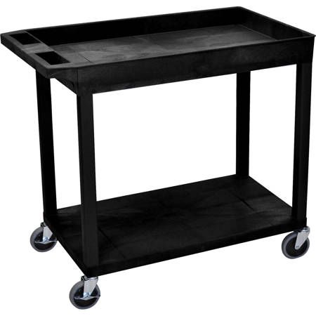 Luxor EC12 32x18" Cart with 1x Tubs and 1x Flat Shelf, 400lbs Capacity, Black