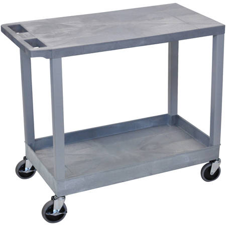 Luxor EC21 32x18" Utility Cart with 1x Flat and 1x Tub Shelves, 400lbs Capacity, Gray