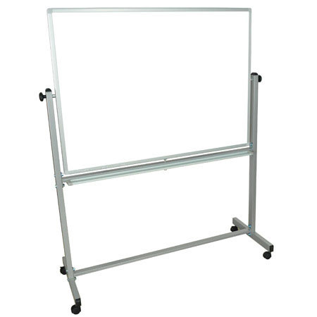 Luxor MB4836WW 48x36" Medium Reversible Magnetic Mobile Whiteboard, White/White