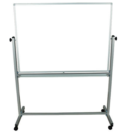 Luxor MB4836WW 48x36" Medium Reversible Magnetic Mobile Whiteboard, White/White