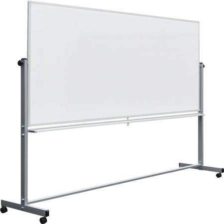Luxor 96x40" Mobile Double-Sided Magnetic Whiteboard with Marker/Eraser Tray