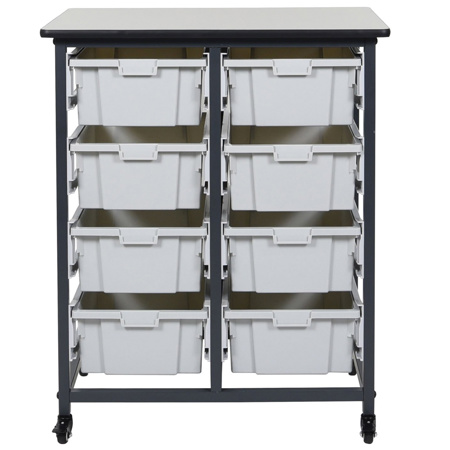 Luxor Double-Row Mobile Bin Storage Unit, Large