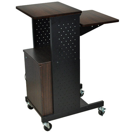 Luxor PS4000 Mobile Presentation Stand with Cabinet, Walnut