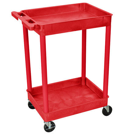Luxor RDSTC11RD 2 Shelves Tub Cart, Red