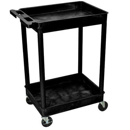Luxor STC11 18x24" Tub Cart 2 Shelves, Black