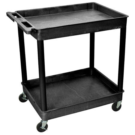Luxor TC11 32x24" Large Tub Cart 2 Shelves, Black