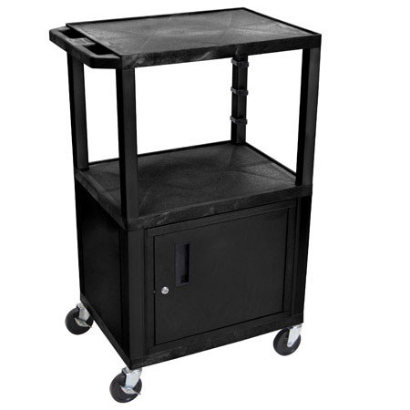 Luxor WT42C2E 42" Tuffy AV Cart with Cabinet, Black Shelves