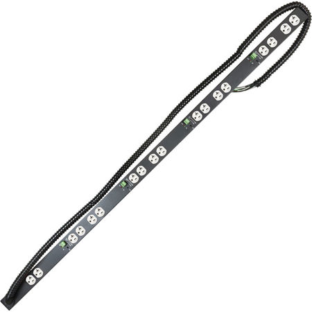 Lowell Manufacturing ACS-2018-5C-RPC-HW 20A 5-Circuit AC Power Strip with Remote Power Control, 18 Total (9 Duplex) Outlets, Hardwired 6' Flexible Conduit with Pigtail Leads