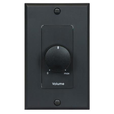 Lowell Manufacturing 100LVC-PA 100W 3dB 70V/25V Mono Attenuator with Priority Relay and Decorator Style 1-Gang Wall Plate, Black