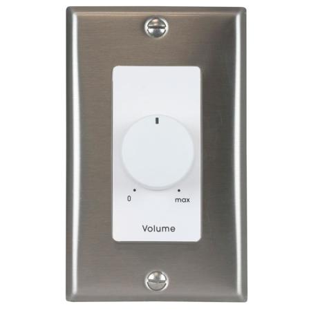 Lowell Manufacturing 10KLVC 1/2W 10K Ohm Mono Potentiometer with Decorator Style 1-Gang Wall Plate, Stainless Steel/White