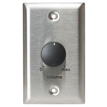 Lowell Manufacturing 50LVC 50W Mono Attenuator with Standard Style 1-Gang Wall Plate for 25/70/100V Speaker Line, Stainless Steel
