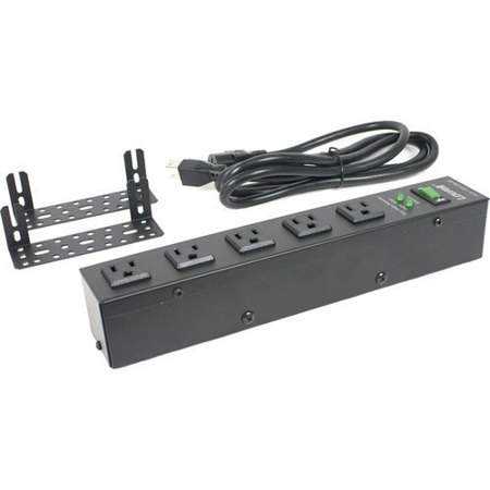 ACS-1505-SW-SD 15A AC Power Strip with Detachable 6' Cord, 5 Outlets, 2-Stage Surge Suppression