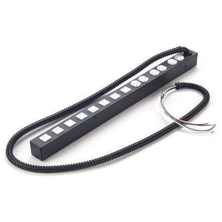 Lowell Manufacturing ACS-2014-2C-HW 20A Two-Circuit AC Power Strip with 3 Duplex + 8 Single Outlets, Hardwired 6' Flexible Conduit with Pigtail Leads