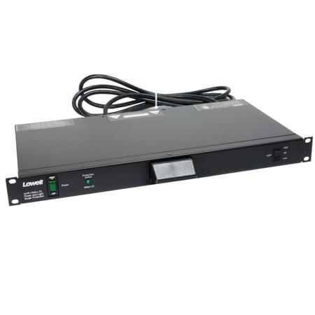Lowell Manufacturing ACR-1506-LTS 1U 15A Rackmount Power Panel with 9' Attached Cord, Six Outlets, 1-Stage Surge Suppression with LED