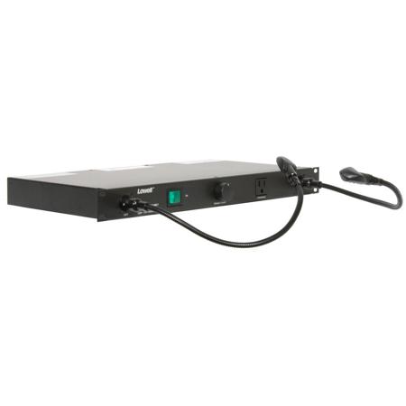 Lowell Manufacturing ACR-1507-GNLT 1U Rackmount Panel with 2-Gooseneck Lights and 120VAC 15A AC Power, 7 Outlets