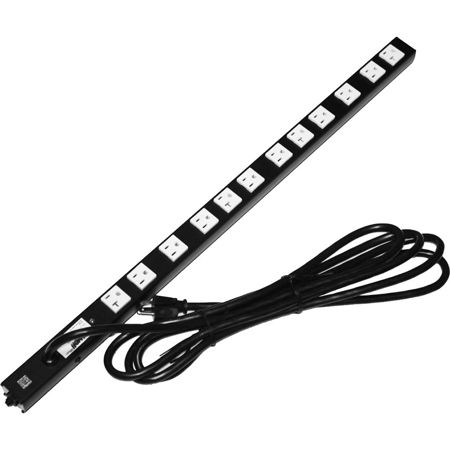 Lowell Manufacturing ACS-2012 20A AC Power Strip with Attached 12' Cord, 12 Outlets